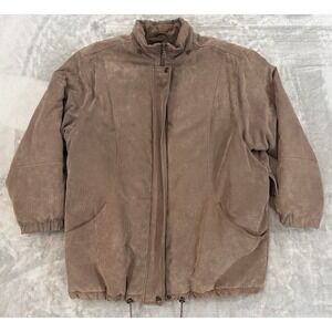 Worthington Womens Jacket 2X Plus Brown Suede Thermolite‎ Insulated Winter